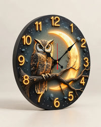 Horloge Murale Bois Motif Clair de Lune Silencieuse
