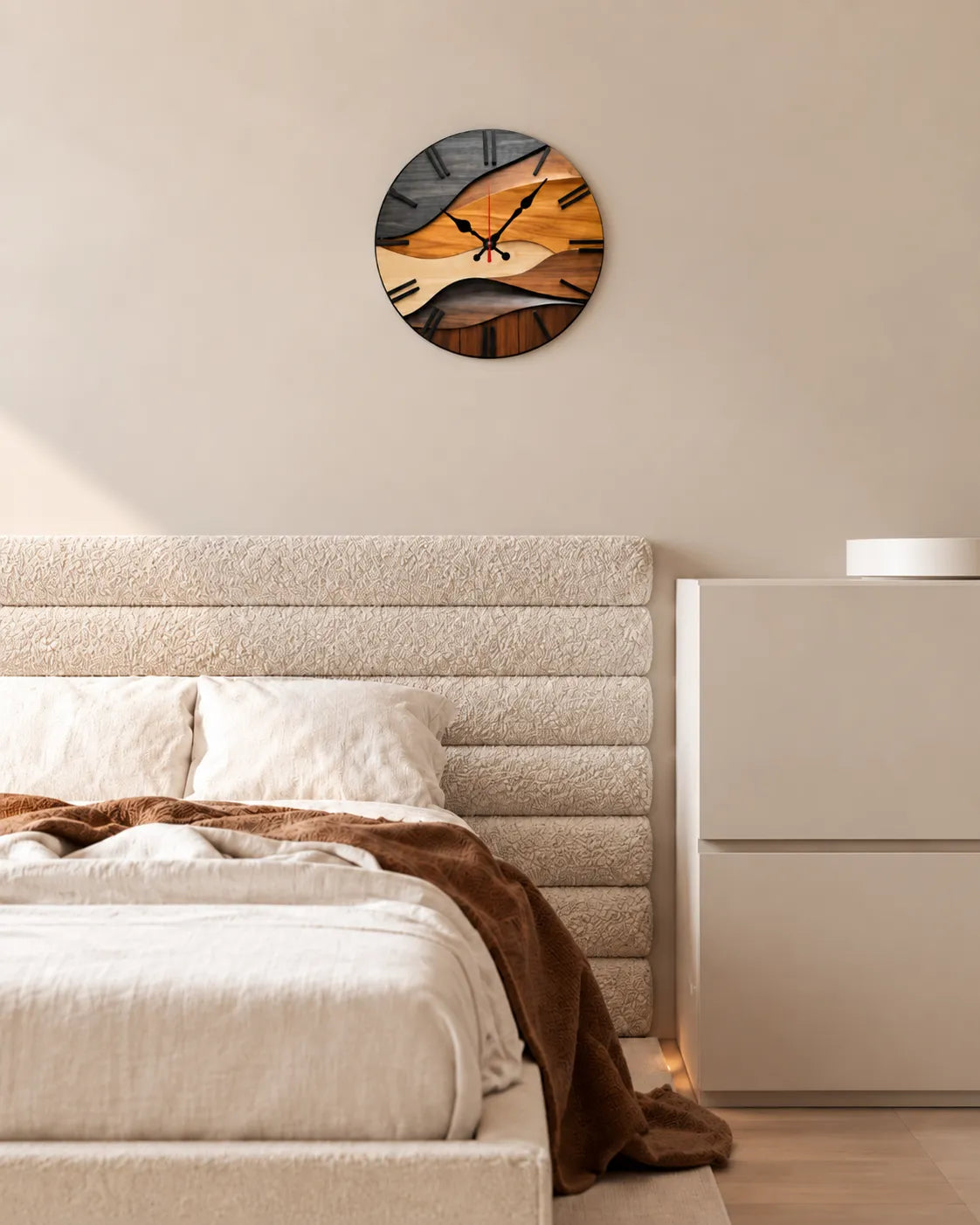 Horloge Murale Bois Scandinave Ronde 25 cm Silencieuse