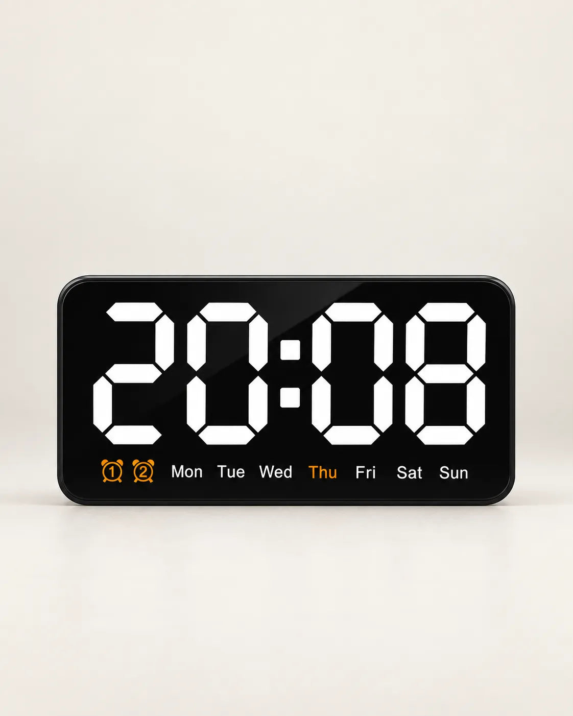 Horloge Murale LED 21,5 cm Activation Sonore et Double Alarme