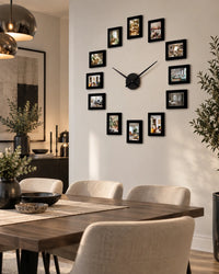 Horloge Murale Cadres Photo DIY Noire 120 cm Silencieuse