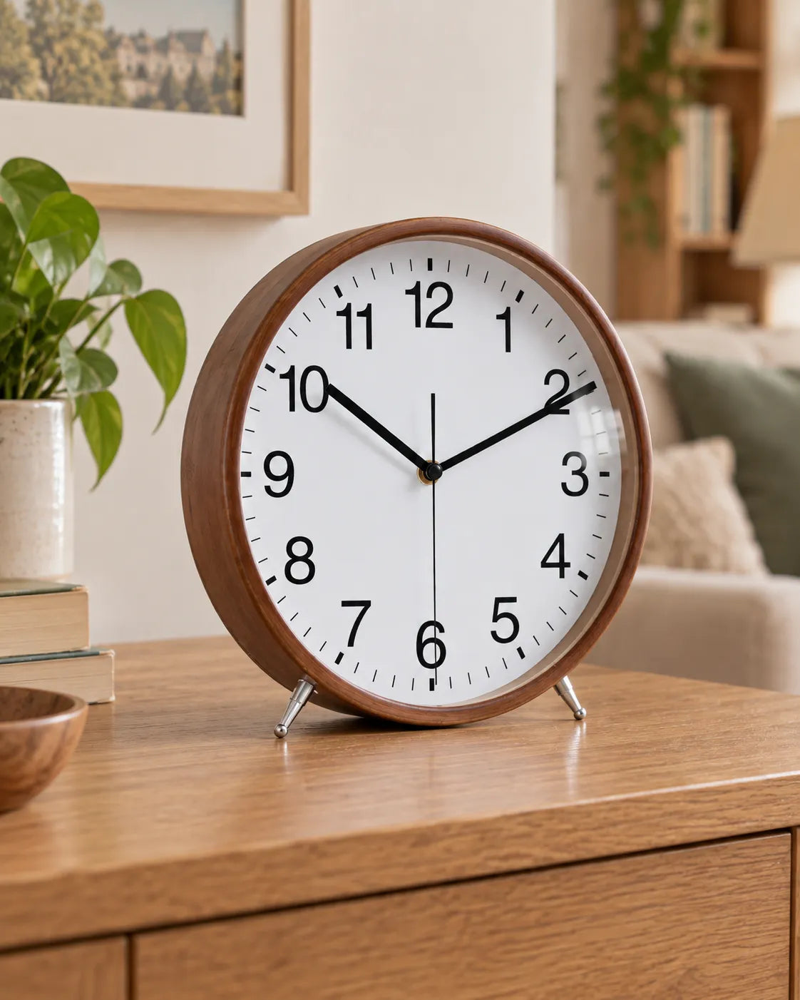 Horloge à Poser Bois 22 cm Silencieuse sur Pieds