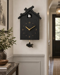 Horloge Coucou Bois Maison avec Oiseau Animé et Balancier
