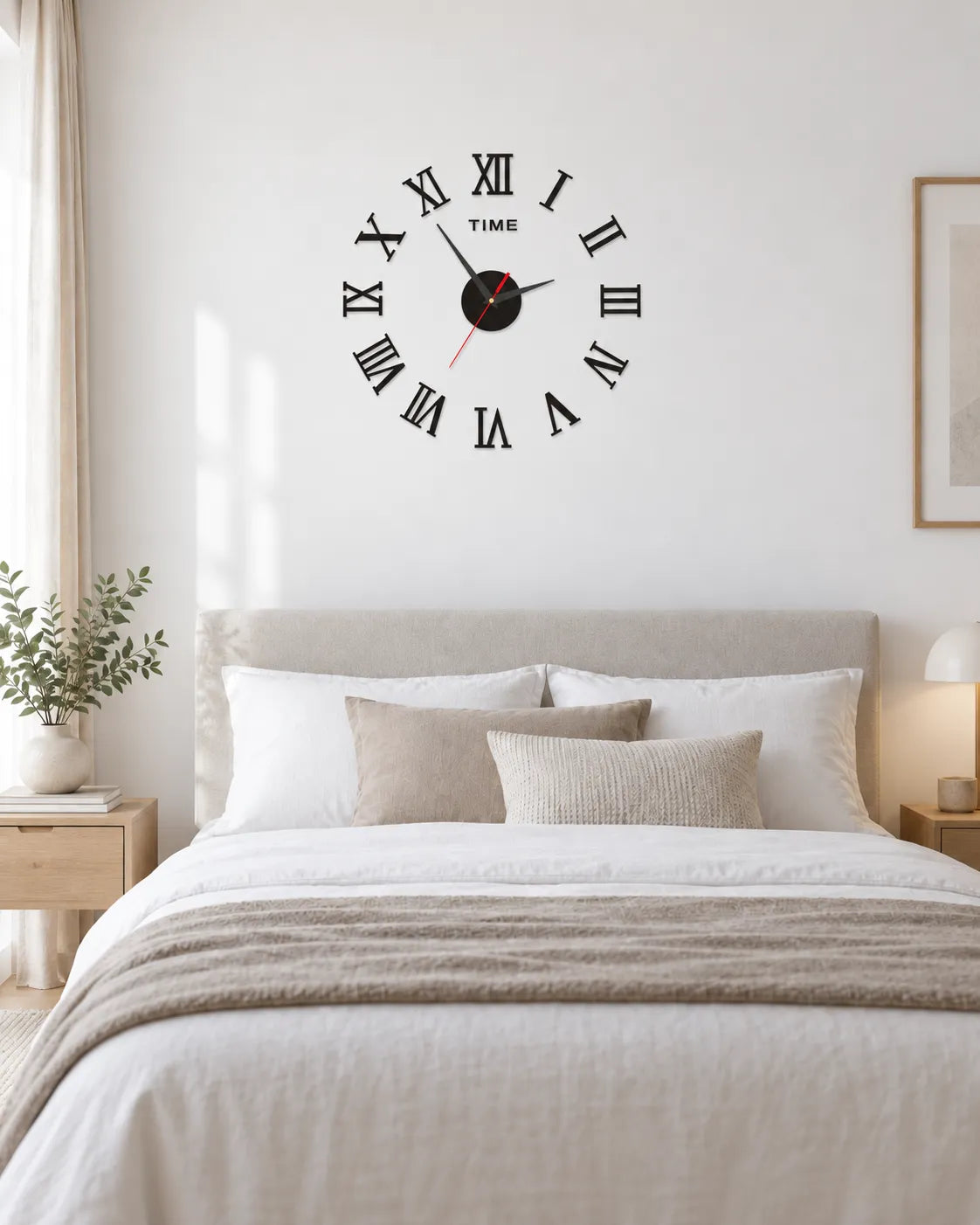 Horloge Murale DIY Miroir Chiffres Romains 3D 40 cm Autocollante