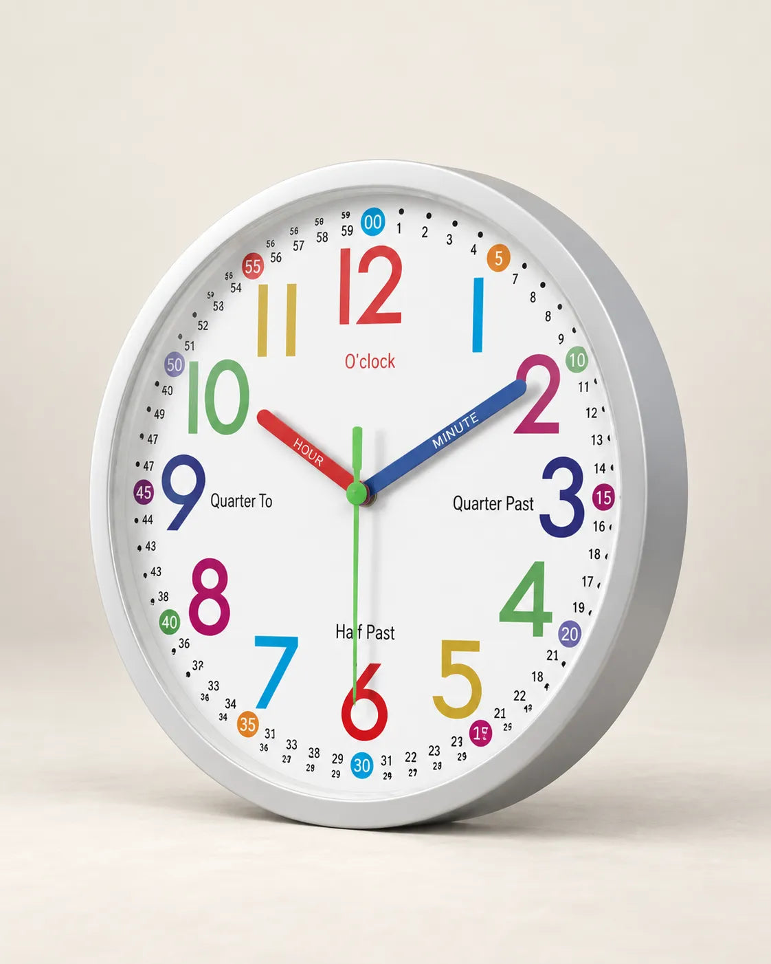Horloge Murale Ronde Minimaliste Verre et Plastique Silencieuse