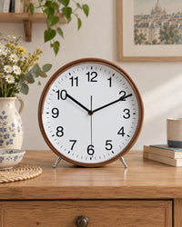 Horloge à Poser Bois 22 cm Silencieuse sur Pieds